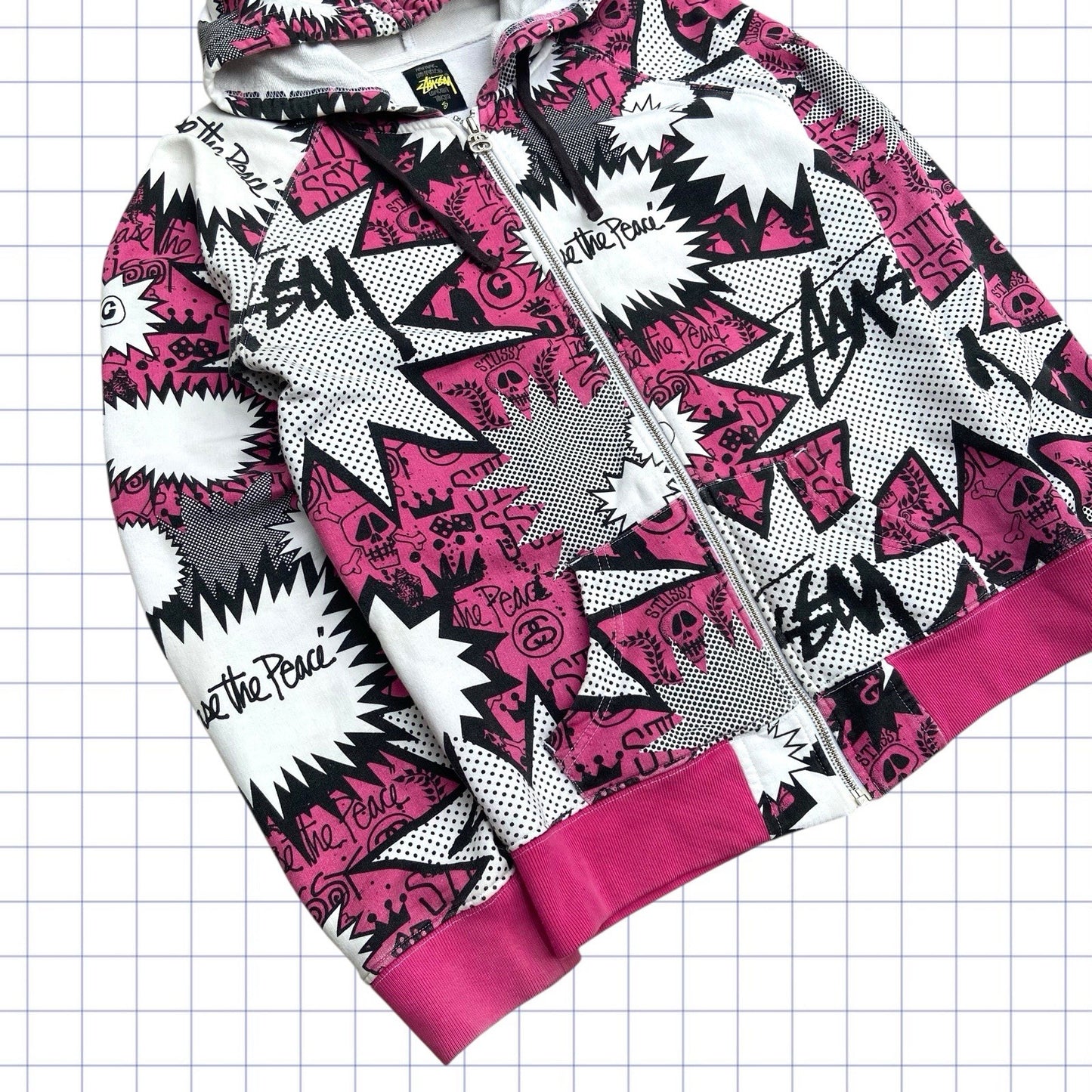 Early 2000s Stussy Skull Hoodie - S