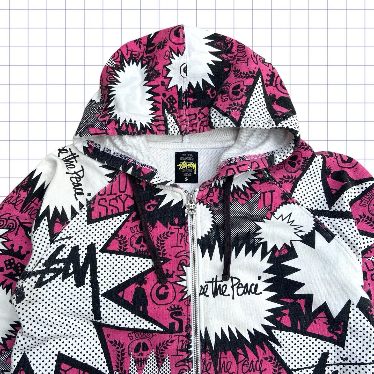 Early 2000s Stussy Skull Hoodie - S