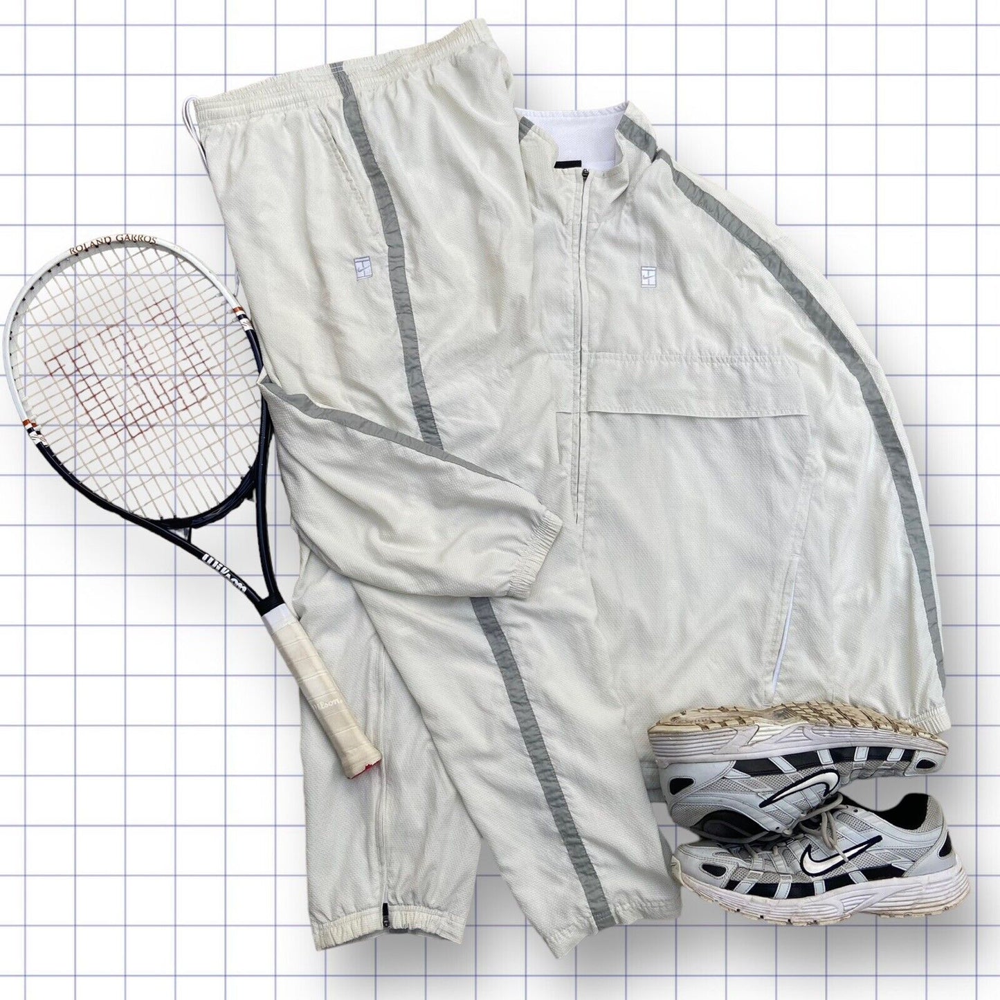 Vintage Nike Challenge Court Tennis Tracksuit - White/Cream - Medium