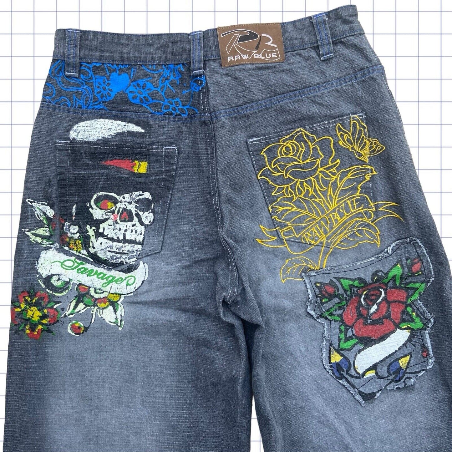 Raw Blue Skull Jorts - 35W