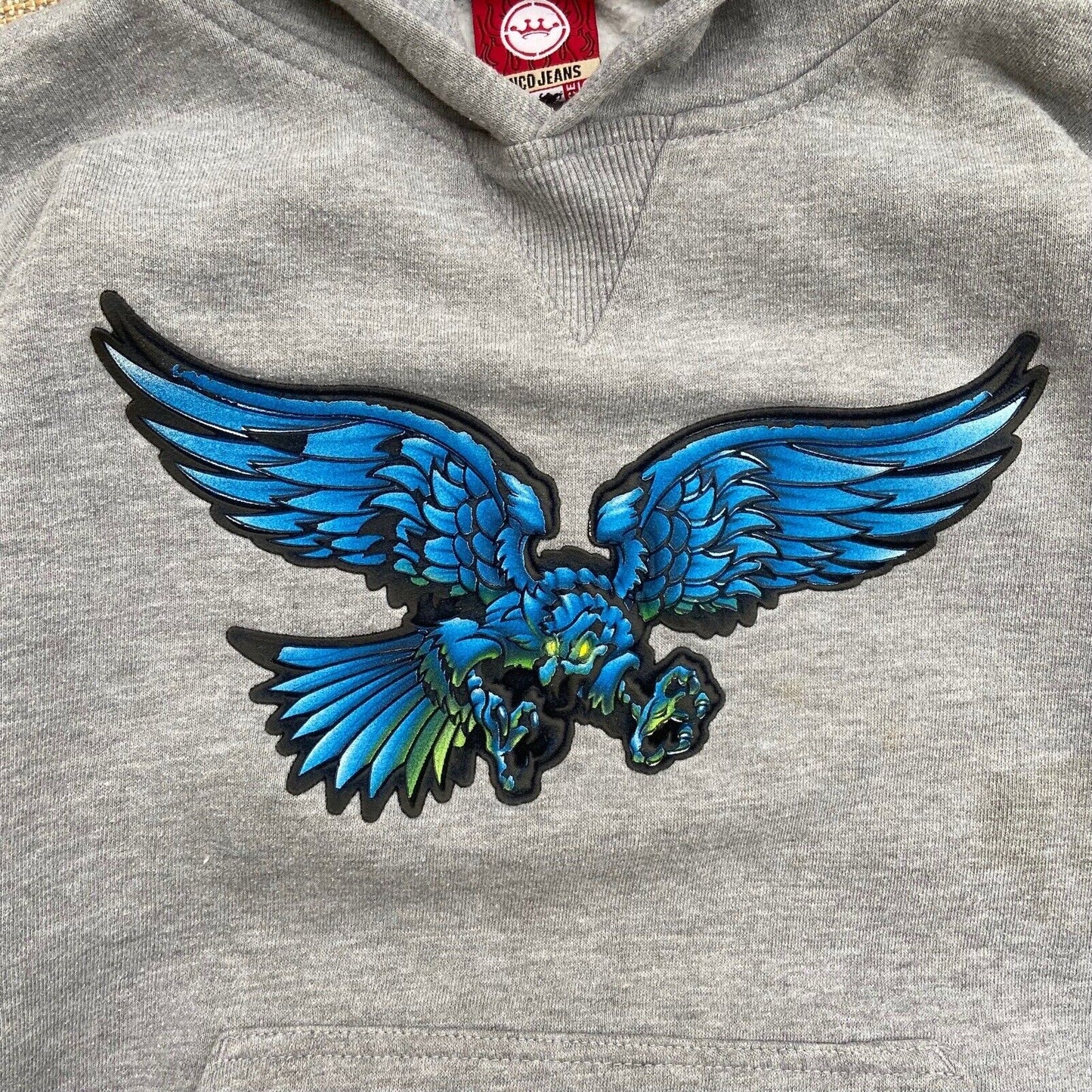 JNCO Rare Eagle Spellout Grey Hoodie - S