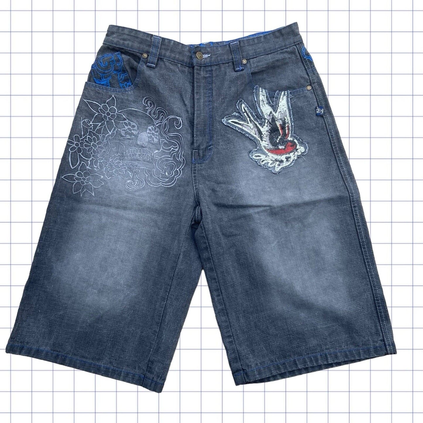 Raw Blue Skull Jorts - 35W