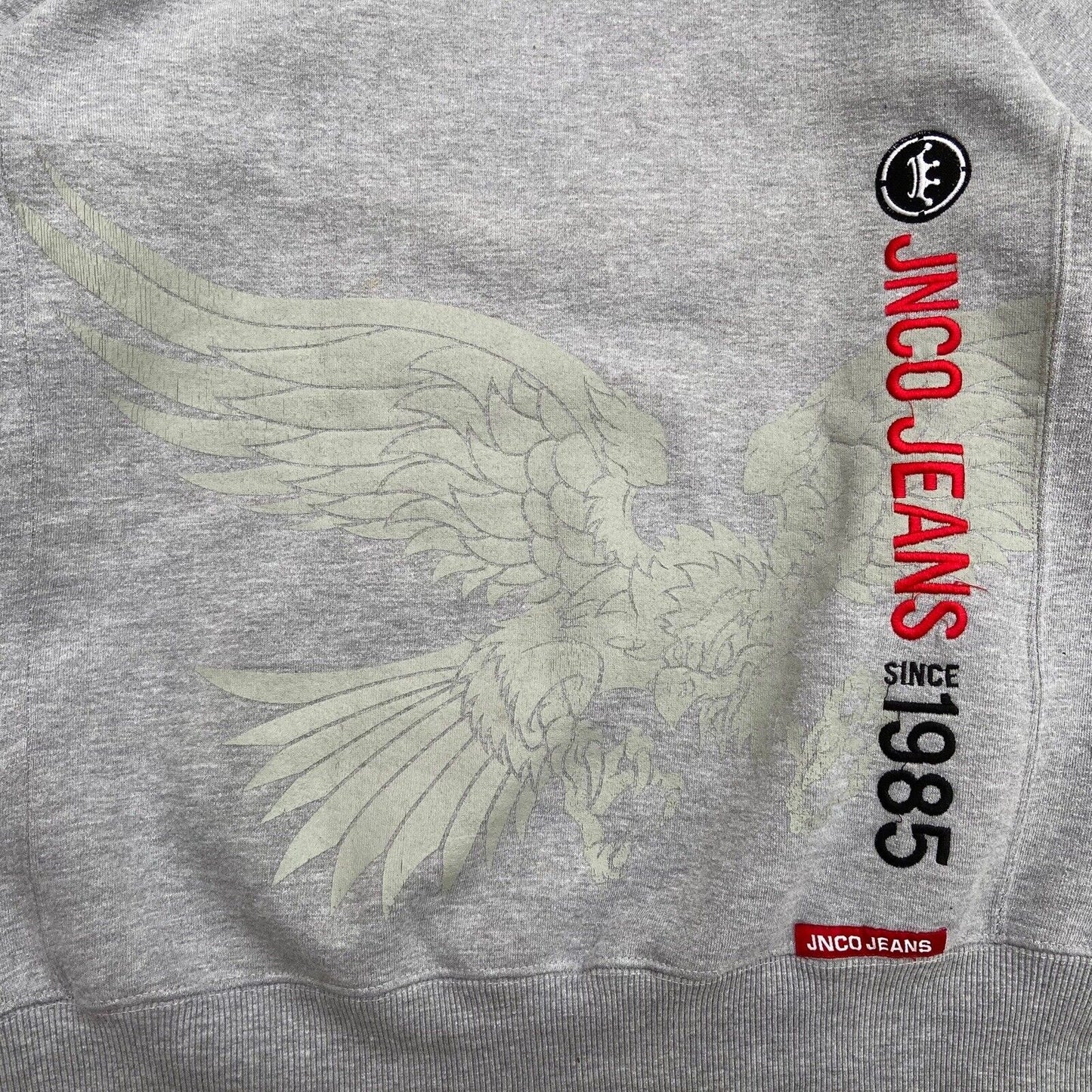 JNCO Rare Eagle Spellout Grey Hoodie - S