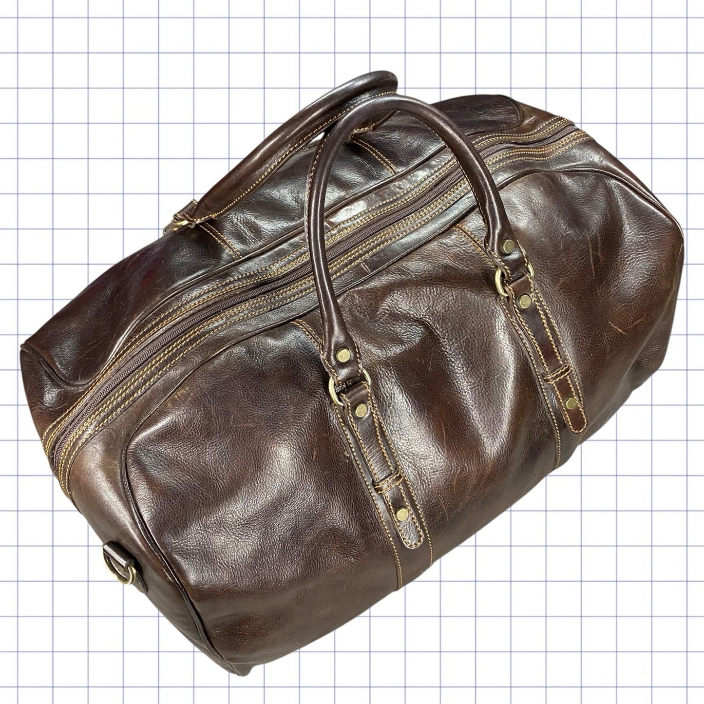 Vintage 90s Italian Leather Duffle Bag