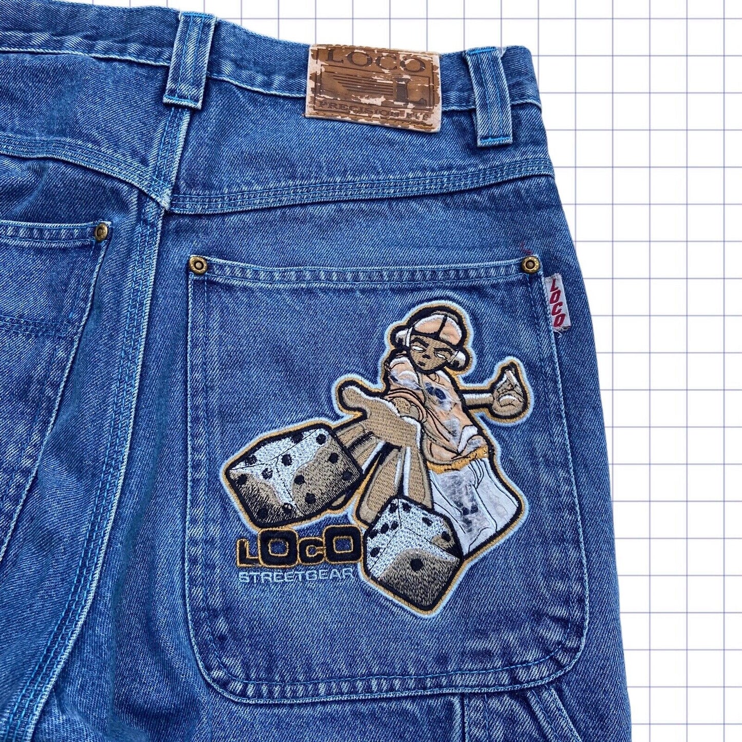 Loco Streetwear Y2K Cartoon Dice Throw Jeans - 33W 32L