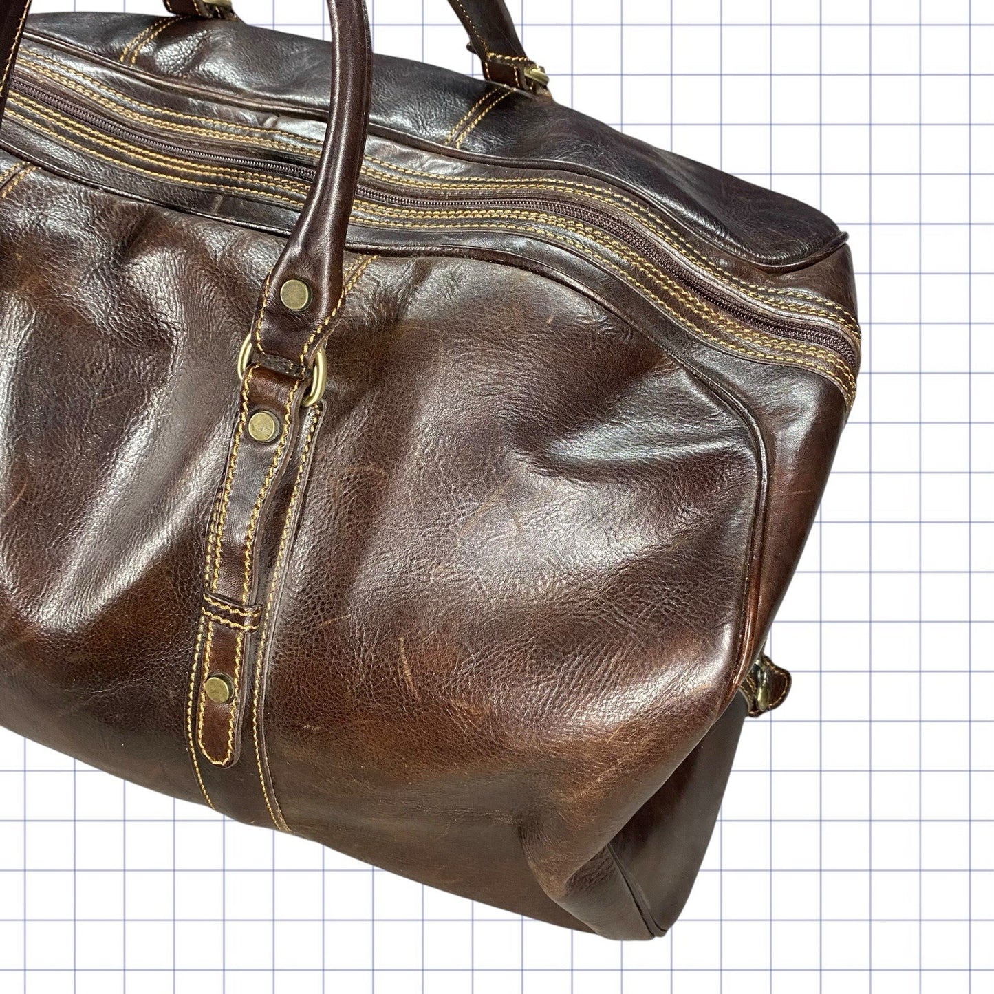 Vintage 90s Italian Leather Duffle Bag