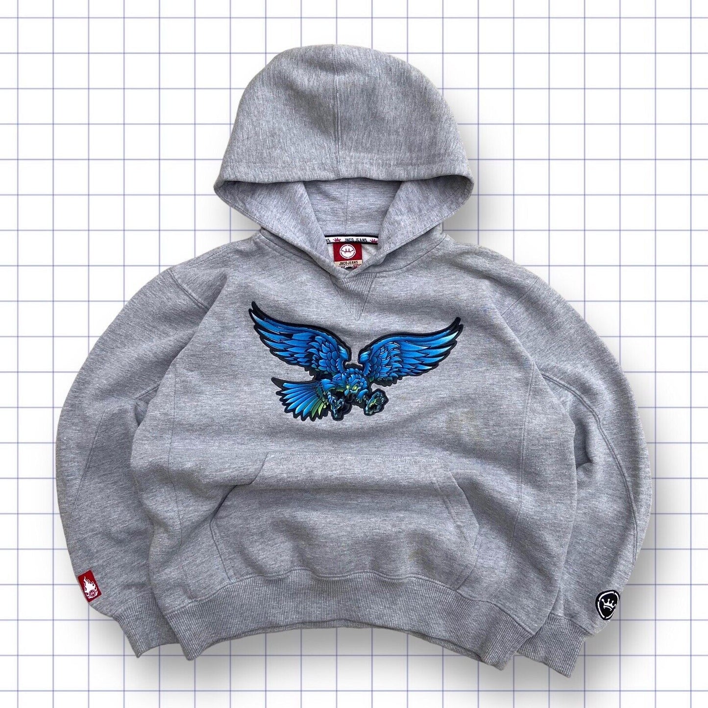 JNCO Rare Eagle Spellout Grey Hoodie - S