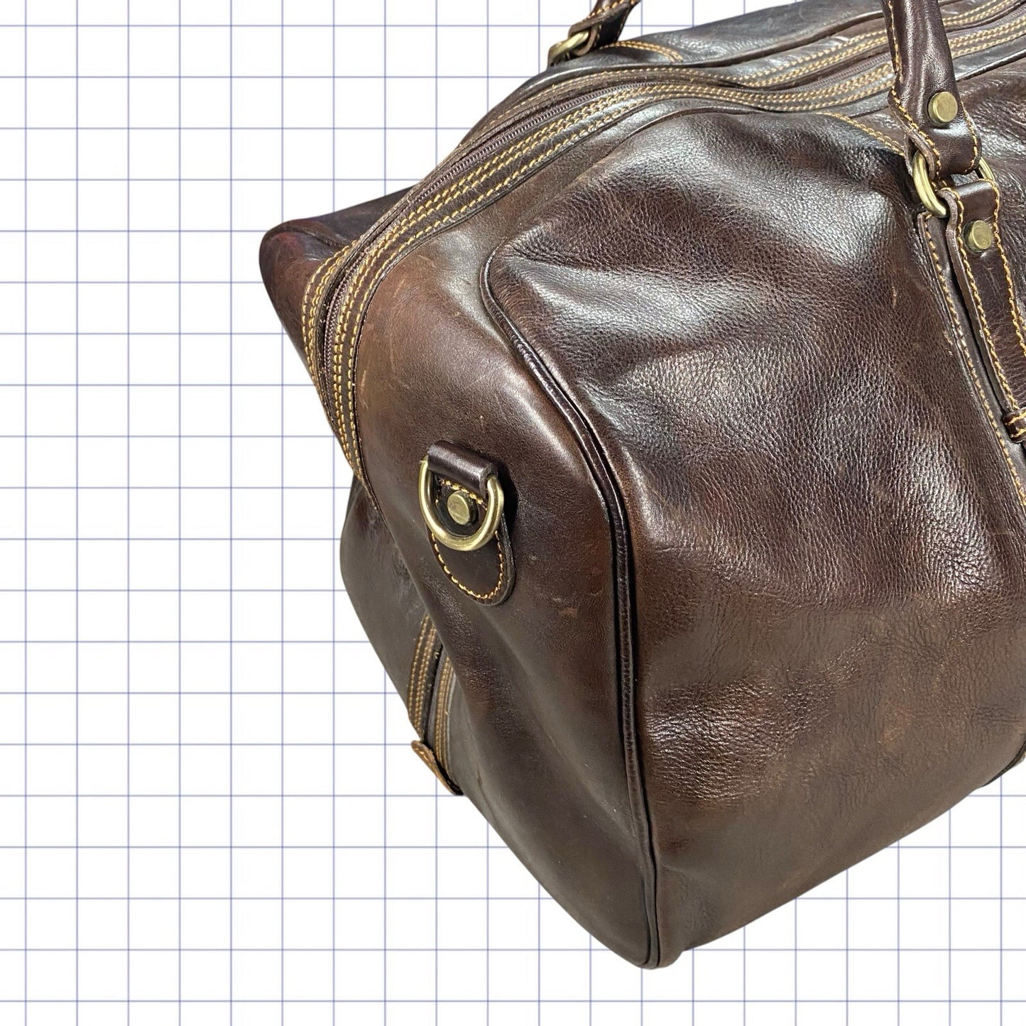 Vintage 90s Italian Leather Duffle Bag
