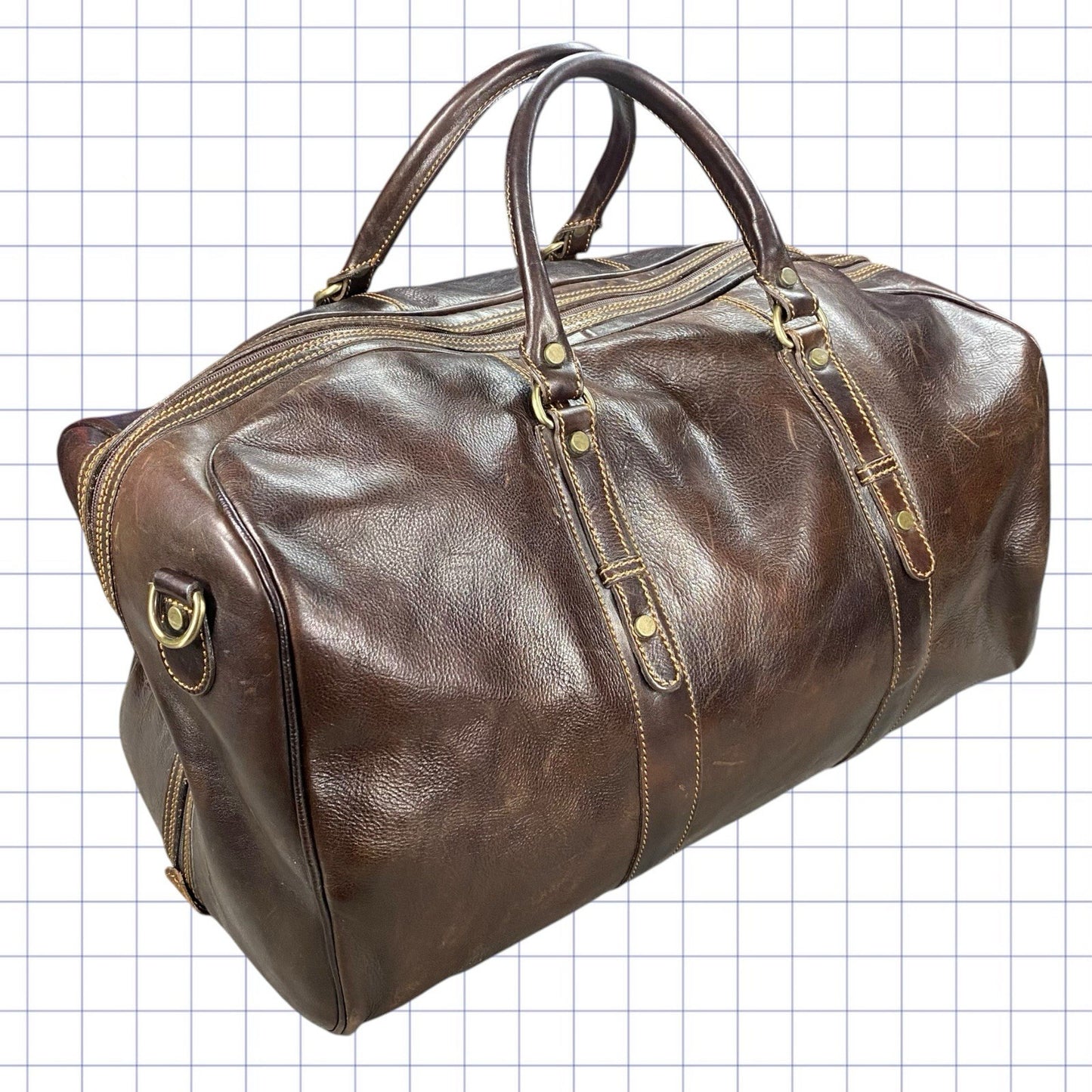 Vintage 90s Italian Leather Duffle Bag