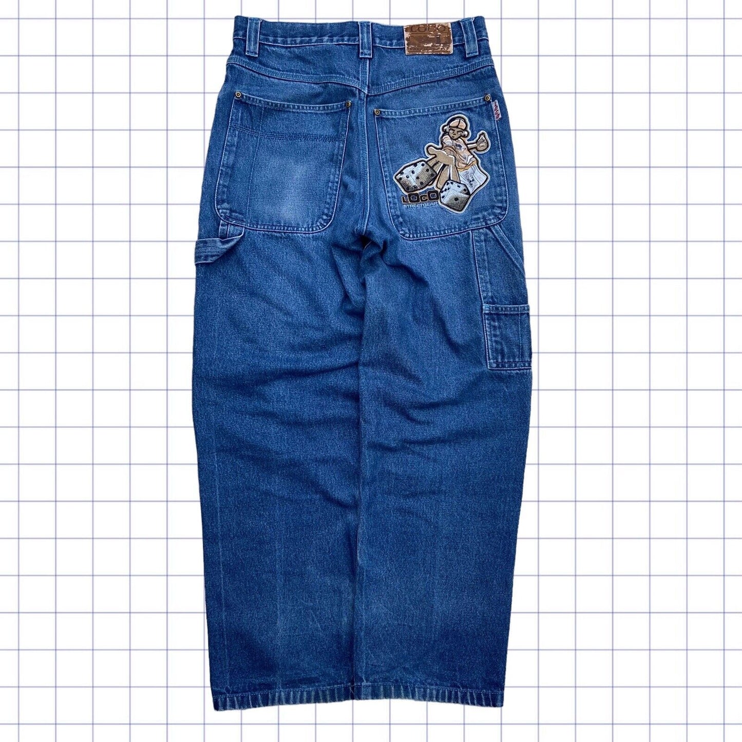 Loco Streetwear Y2K Cartoon Dice Throw Jeans - 33W 32L