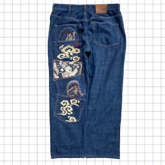 Vintage Karakuri Multi Pocket Japanese Denim Jeans 36W 27L