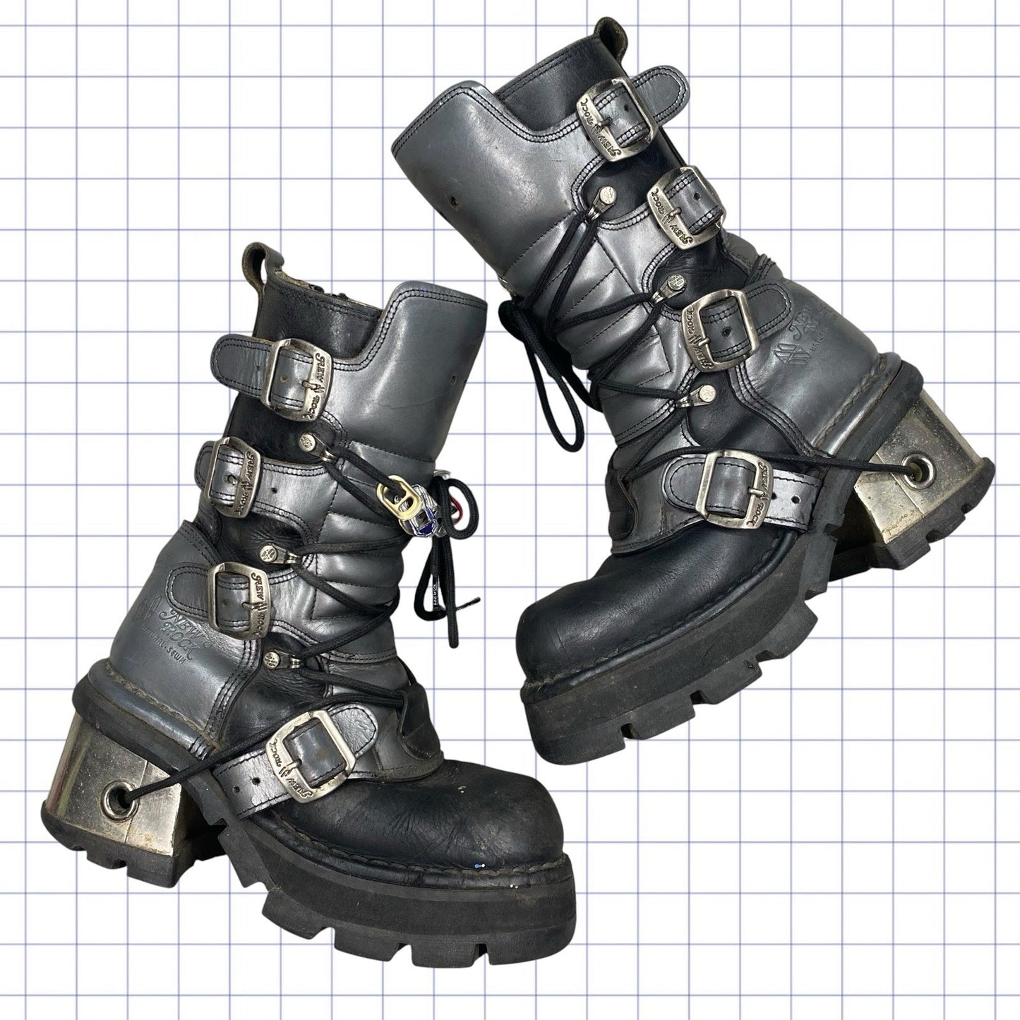 Vintage New Rock M.474 Metallic High Top Boots - UK 3