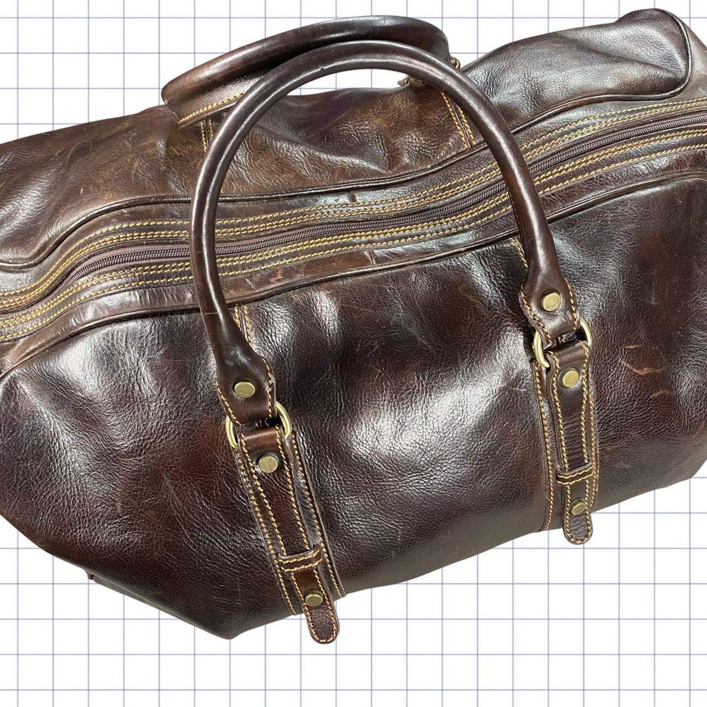 Vintage 90s Italian Leather Duffle Bag