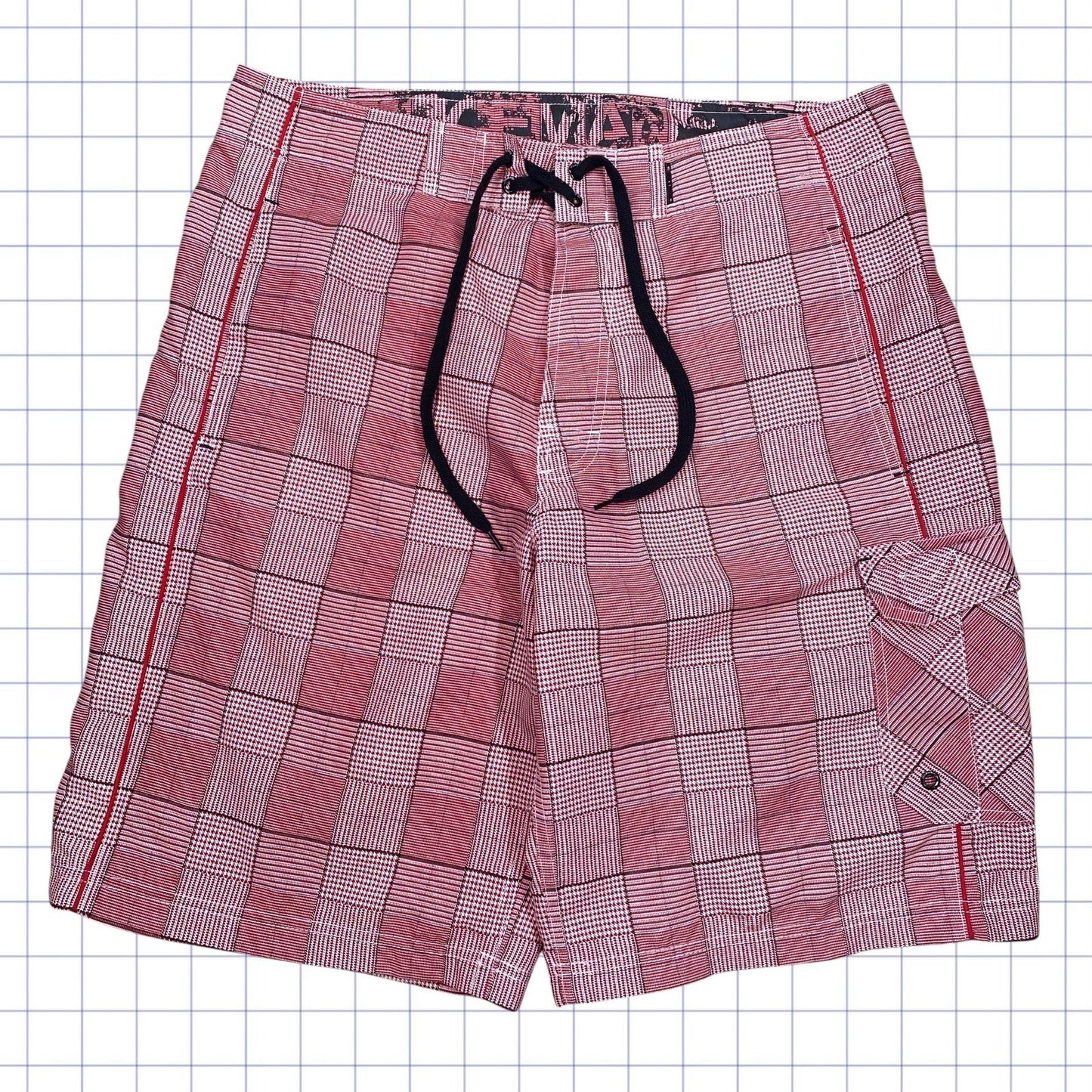Quicksilver Style Gridded Board Shorts - 35W