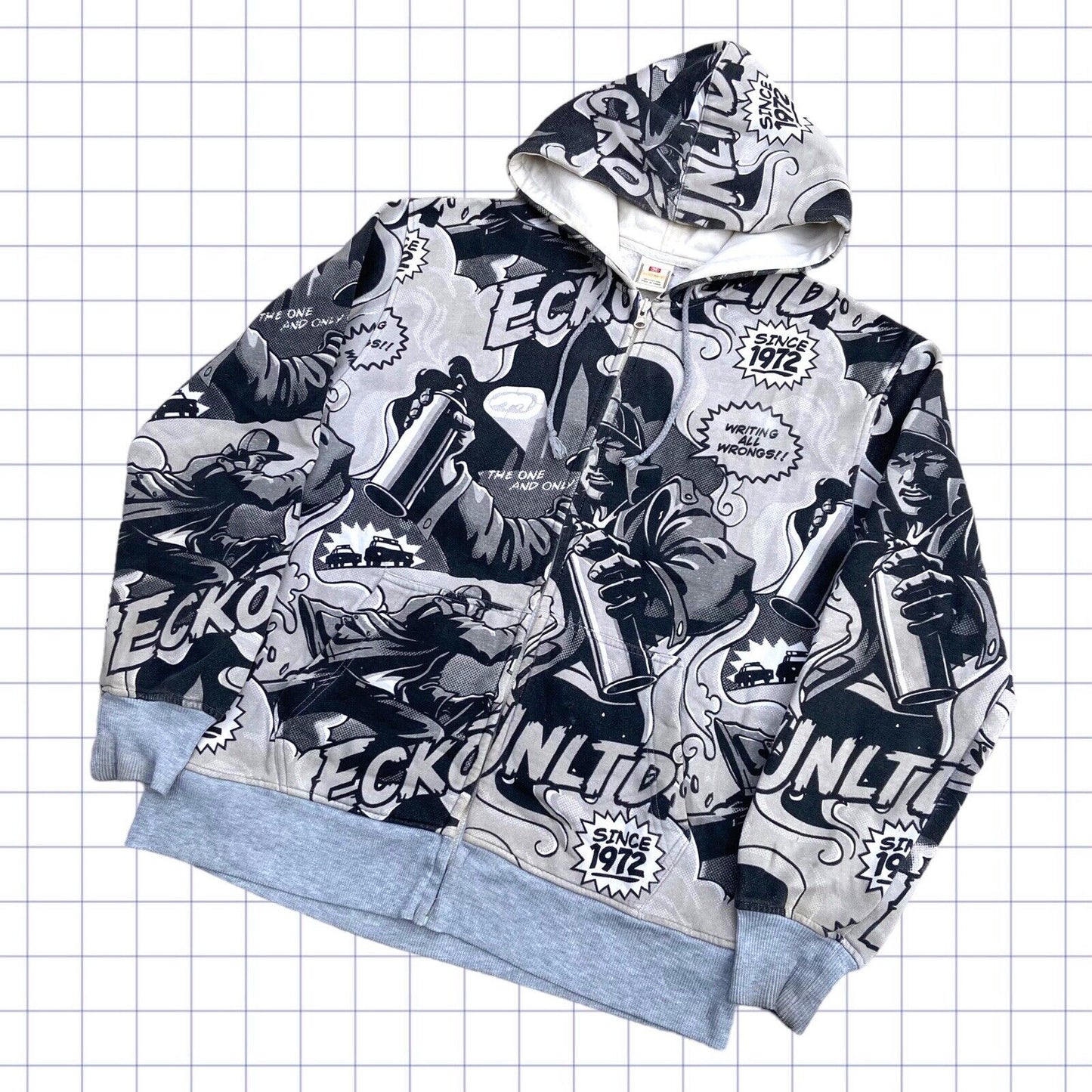 Rare Cartoon Graffiti Print Ecko Zip Up - M/L