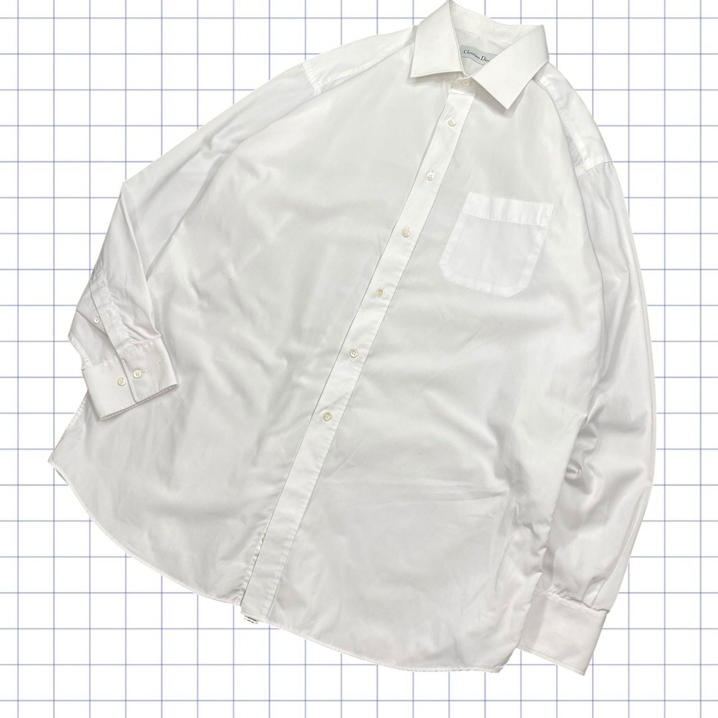 Vintage 2000's Christian Dior Plain White Long Sleeve Shirt - L/XL