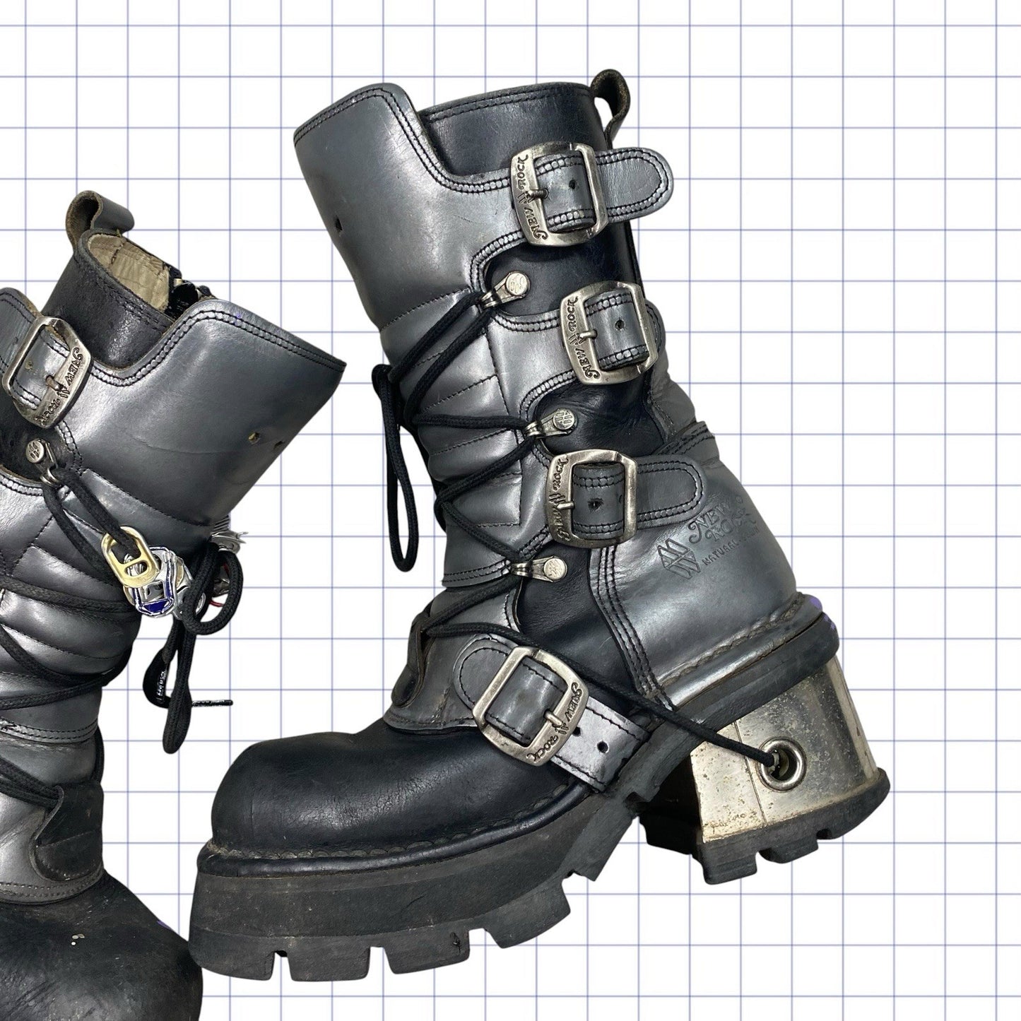 Vintage New Rock M.474 Metallic High Top Boots - UK 3