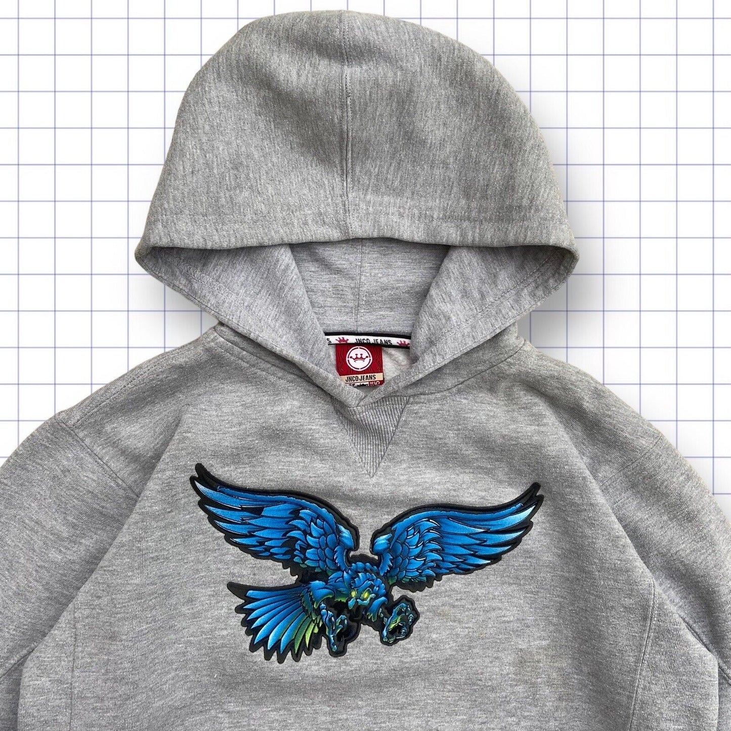 JNCO Rare Eagle Spellout Grey Hoodie - S