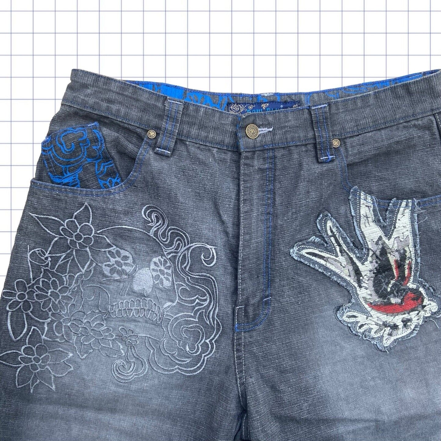 Raw Blue Skull Jorts - 35W