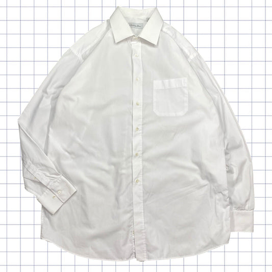 Vintage 2000's Christian Dior Plain White Long Sleeve Shirt - L/XL