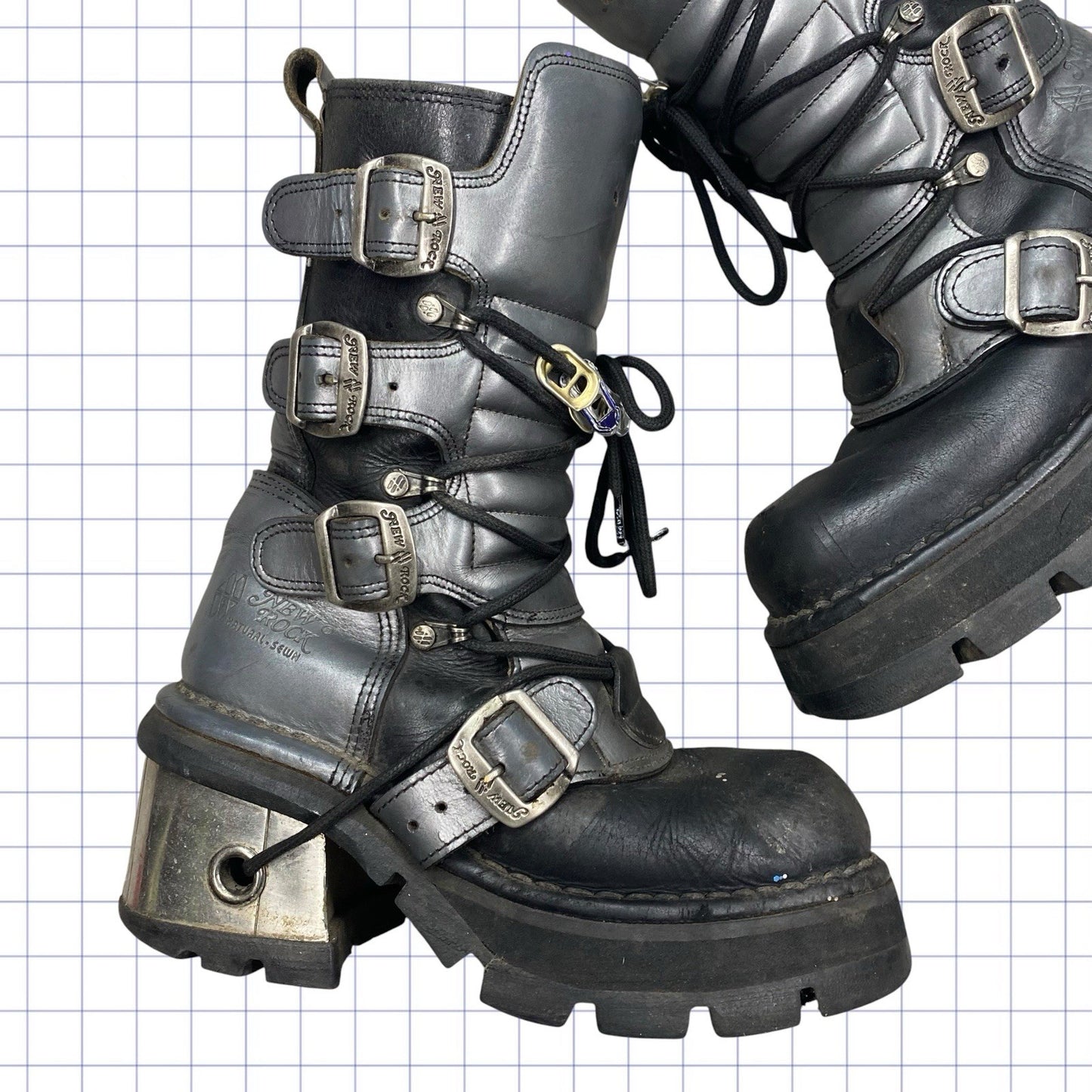 Vintage New Rock M.474 Metallic High Top Boots - UK 3