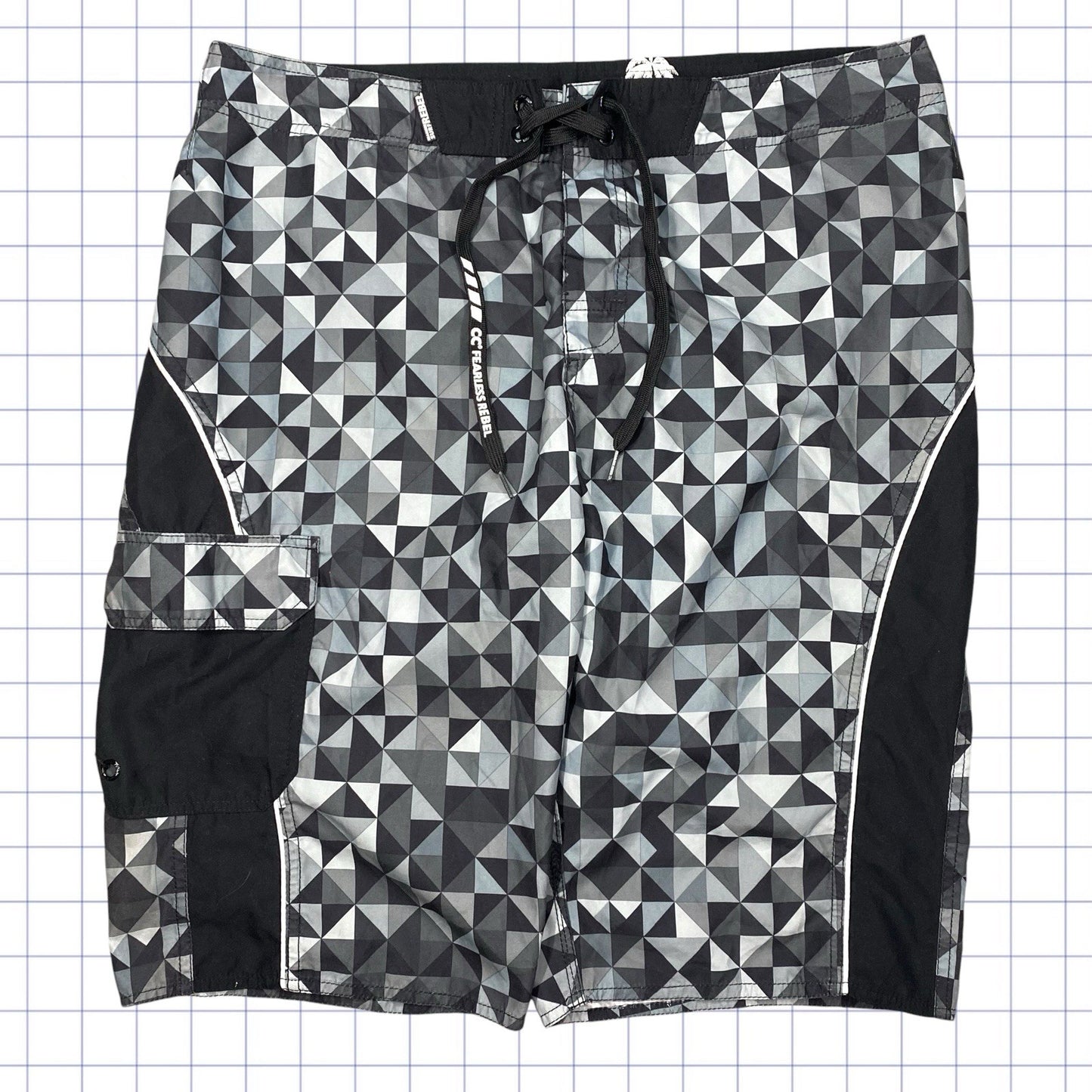 Y2K Diamond Pattern Board Shorts - 36W