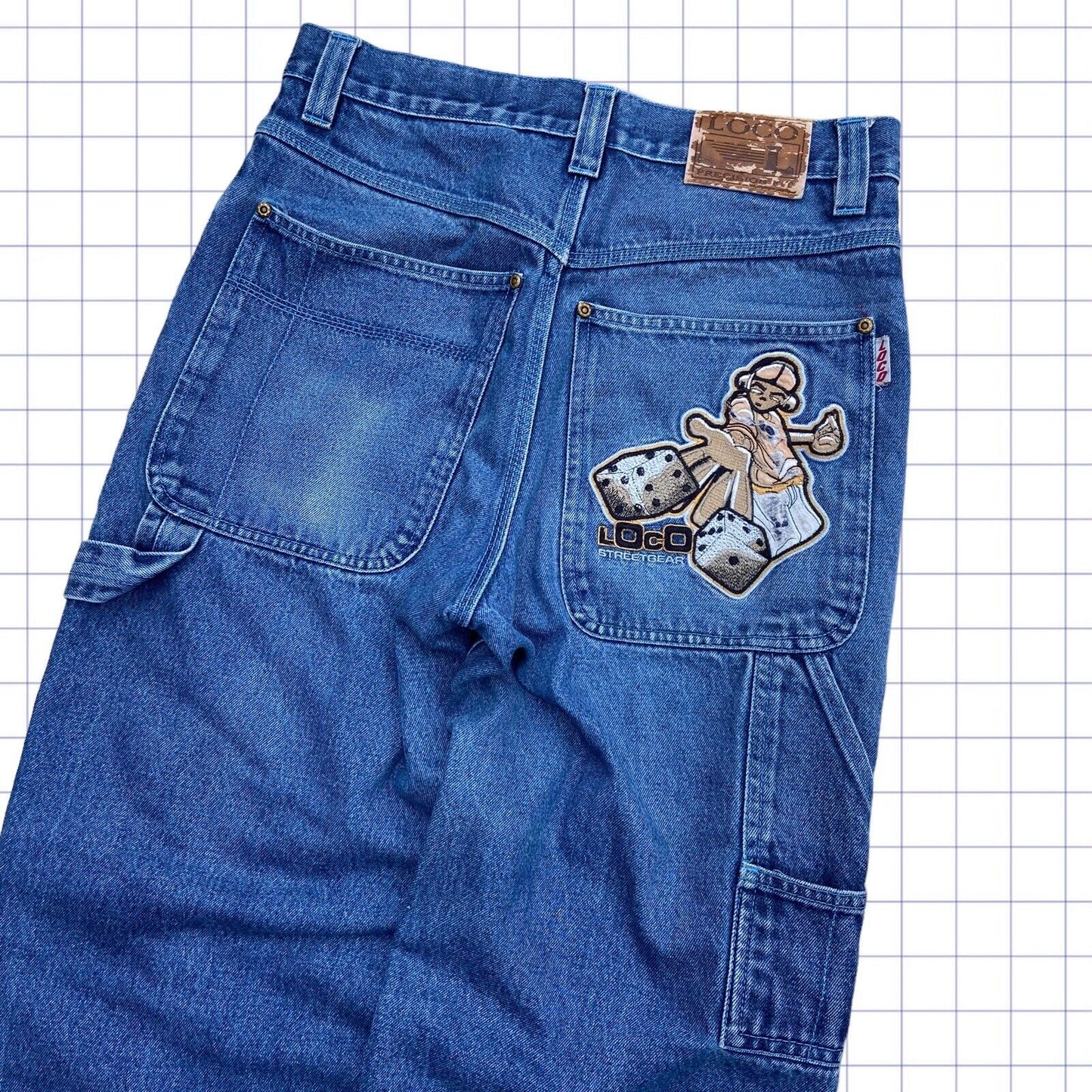 Loco Streetwear Y2K Cartoon Dice Throw Jeans - 33W 32L