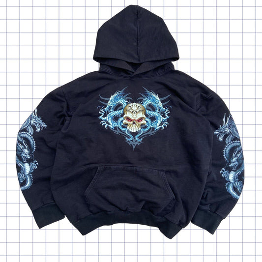 Jnco Style Skull/Dragon Graphic Hoodie - M/L