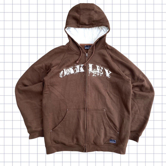 Early 2000s Oakley Brown Zip Up Hoodie - M/L