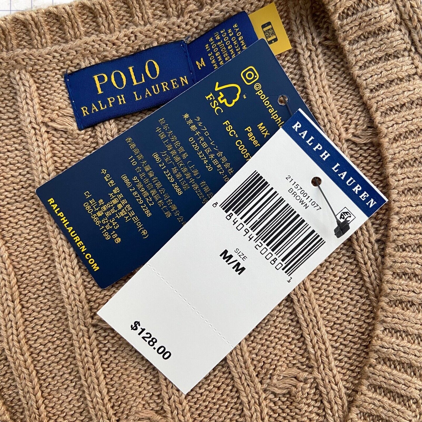 Vintage Polo Ralph Lauren Cable Knit Jumper - M