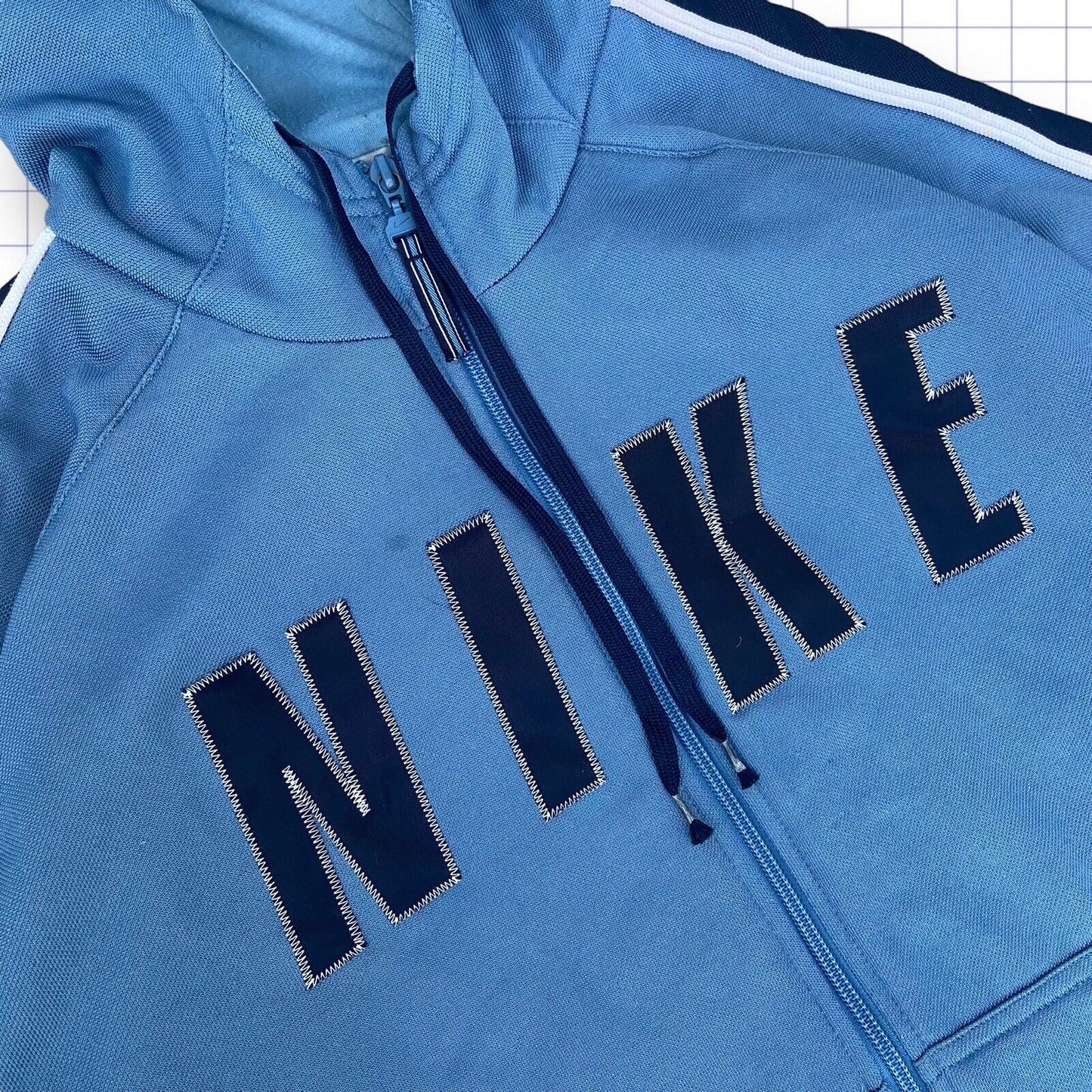 Early 2000’s Nike Zip up Track Jacket Baby Blue Embroidered Spellout