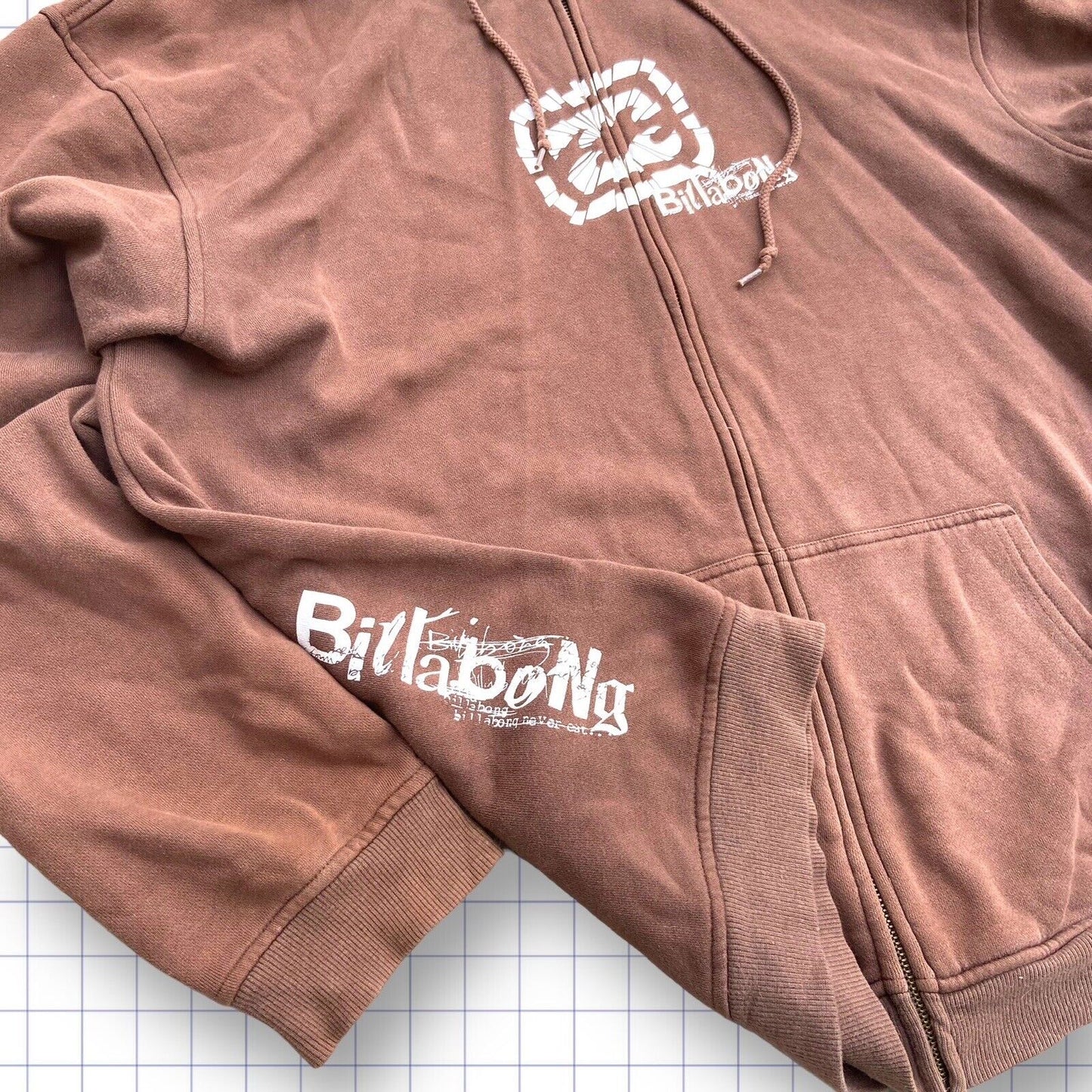 Vintage Brown Billabong Logo & Spellout Zip up - L