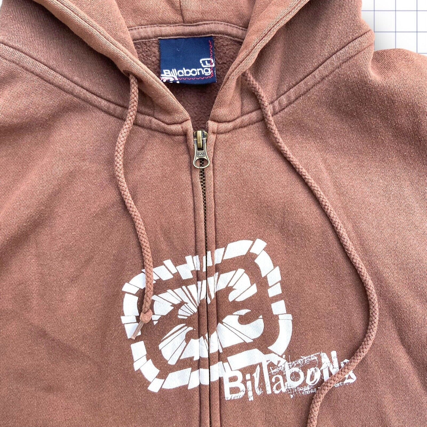 Vintage Brown Billabong Logo & Spellout Zip up - L