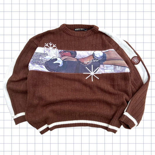 RP55 Y2k Cartoon Graphic Wool Knit - L